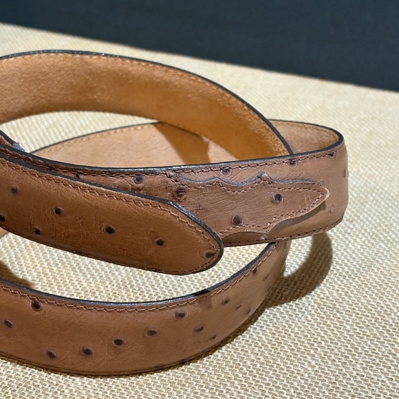 NWOT Mens Gift Ostrich Print Leather Belt + Western Buckle Sz 38 Y1025 USA 1 ⅜ - Picture 4 of 10